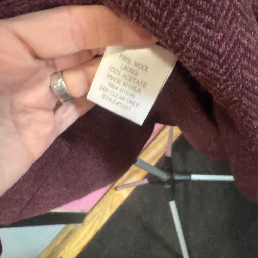 Vintage Norm‎ Thompson Burgundy  Blazer Classic Wool Jacket - Picture 4 of 7